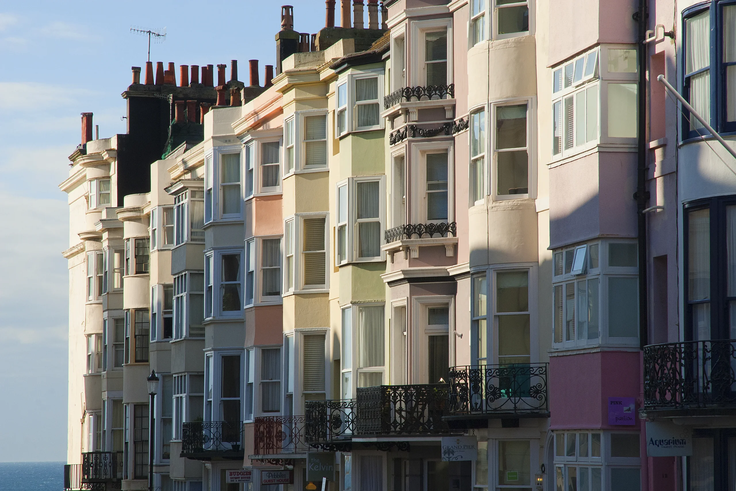 Low-angle view of London buildings against the sky