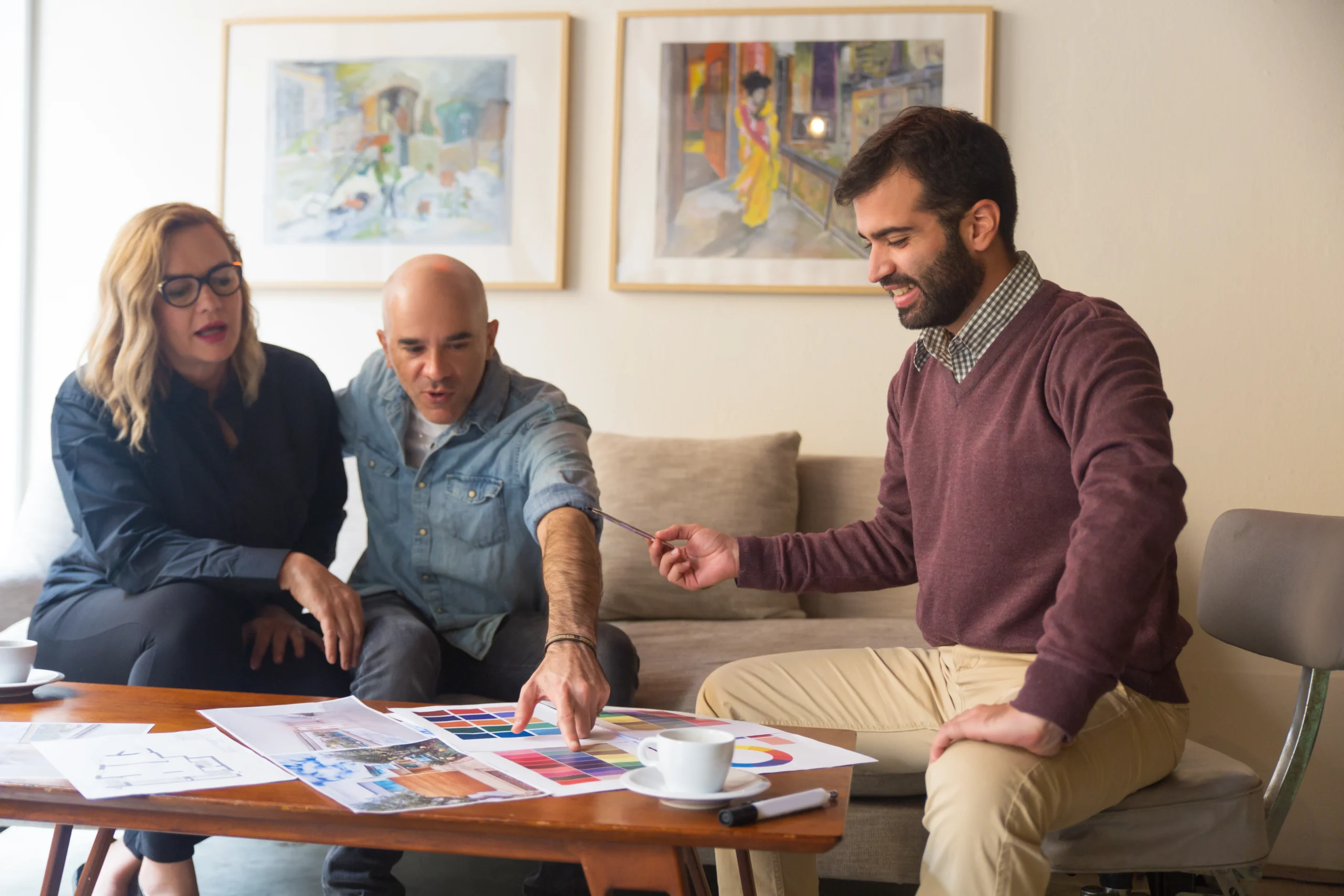 Homeowners reviewing a Party Wall Notice with their surveyor